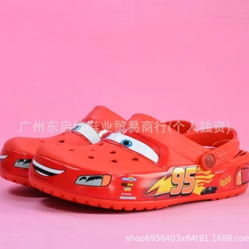 Aoger Disney Lightning Mcqueen Crocs Leisure Outdoor Beach Slippers Cute Cartoon Anime Pool Anti Slip Crocs No95 Car Slipperss