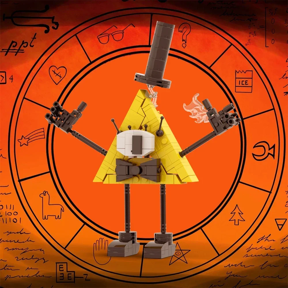 MOC Animated Characters Bill Cipher Model Triangular Inter-dimensional Horror Monster Building Block Set Kids Puzzle Toys Gift