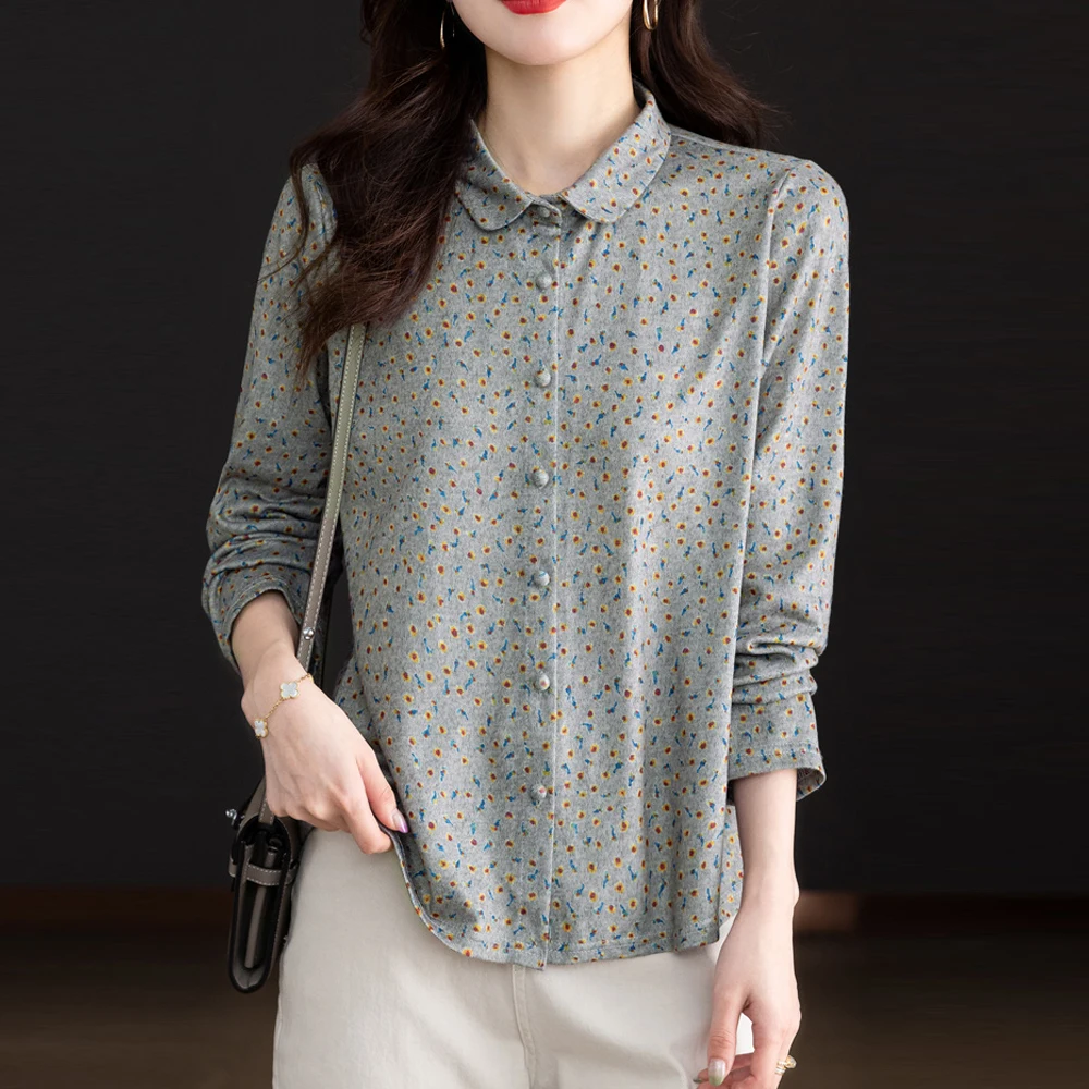 New Spring Vintage Floral Printed Women's Blouse Cotton Shirt Korean Fashion Women Blouses 2024 Casual Long Sleeve Female Tops