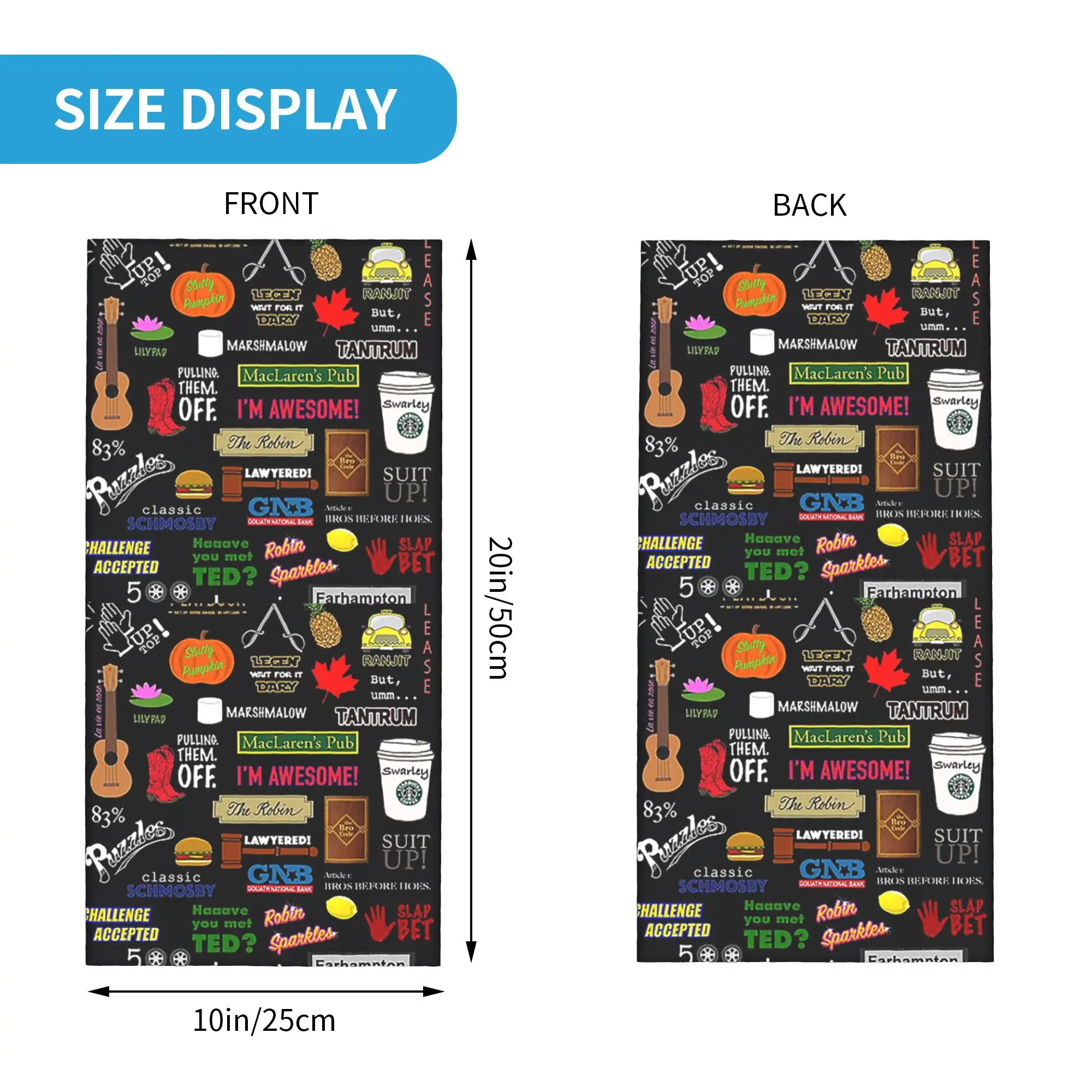 How I Met Your Mother Himym Tv Show Collag Bandana غطاء الرقبة المطبوع التفاف وشاح متعدد الوظائف بالاكلافا الجري