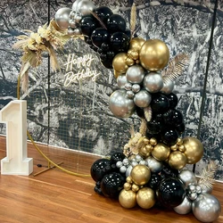 Black Gold Silver Balloon Garland Arch Kit Metallic Gold Chrome Silver Balloons Graduation Birthday Party Decorations New Year