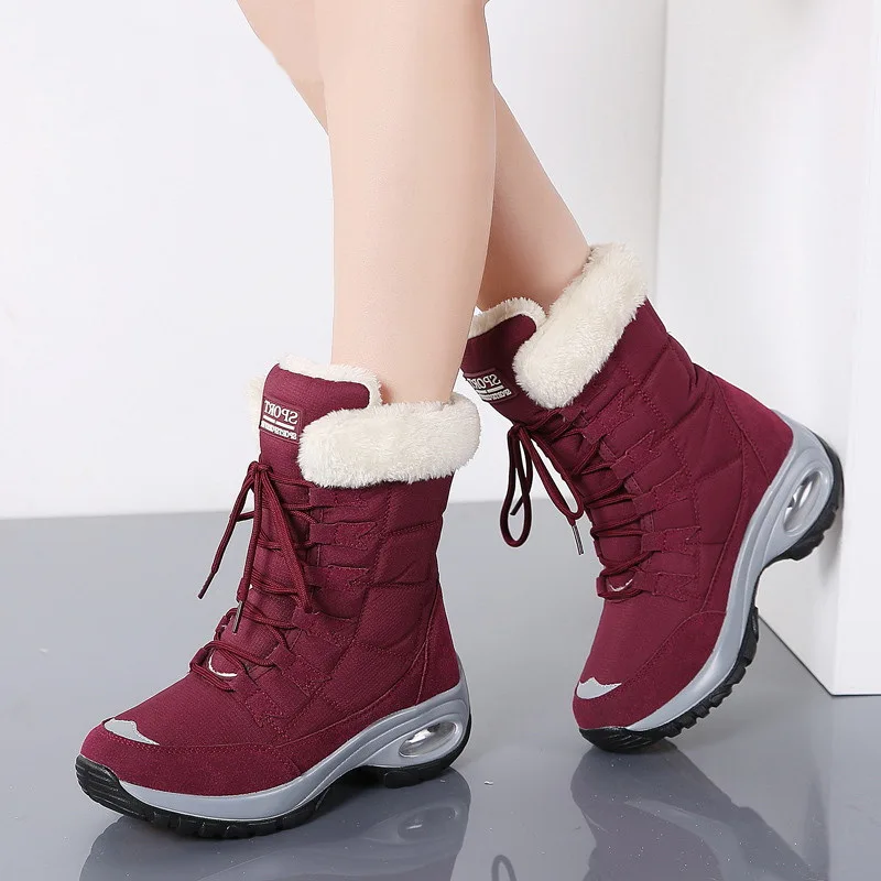 Bottes de neige épaisses à lacets pour femmes, bottes à plateforme, chaussures de travail confortables, chaussures épaisses pour femmes, haute qualité