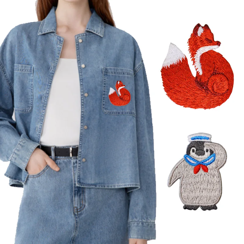 Cartoon Anime Fox Penguin patch Iron On toppe ricamate per vestiti per ragazza ragazzo abbigliamento adesivi decorazione