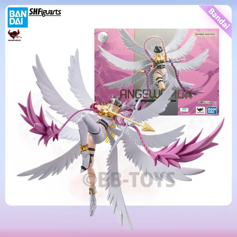 In Stock Bandai Genuine Figure Digimon Adventure Model Kit Anime Figure SHF Angewomon Collection Model Anime Action Figure