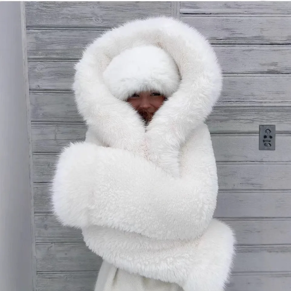 American Street Hot Girl Faux Fur Women Clothing Winter Jacket