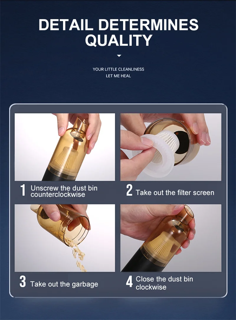 10000Pa Wireless Car Vacuum Cleaner 120W Portable Cordless Vacuum Cleaner Large Suction Wet & Dry Handheld Car Home Cleaner G265