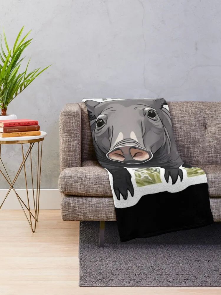 Cute mountain tapir in leaves Throw Blanket bed plaid halloween Blankets