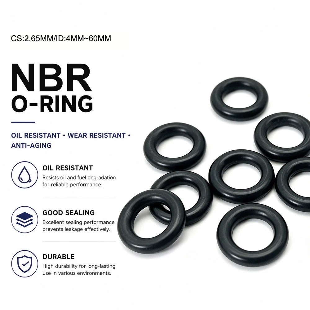 20Pcs NBR O-Ring CS 2.65mm ID 4~60mm Oil Resistant and Corrosion-Resistant Pneumatic Hydraulic System Leak Proof Sealing Ring