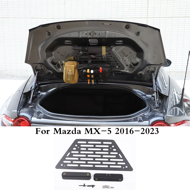 For Mazda MX-5 2016-2023 Aluminum Alloy Black Trunk Storage Rack Tail Box Mesh Storage Panel Car Modification Accessories