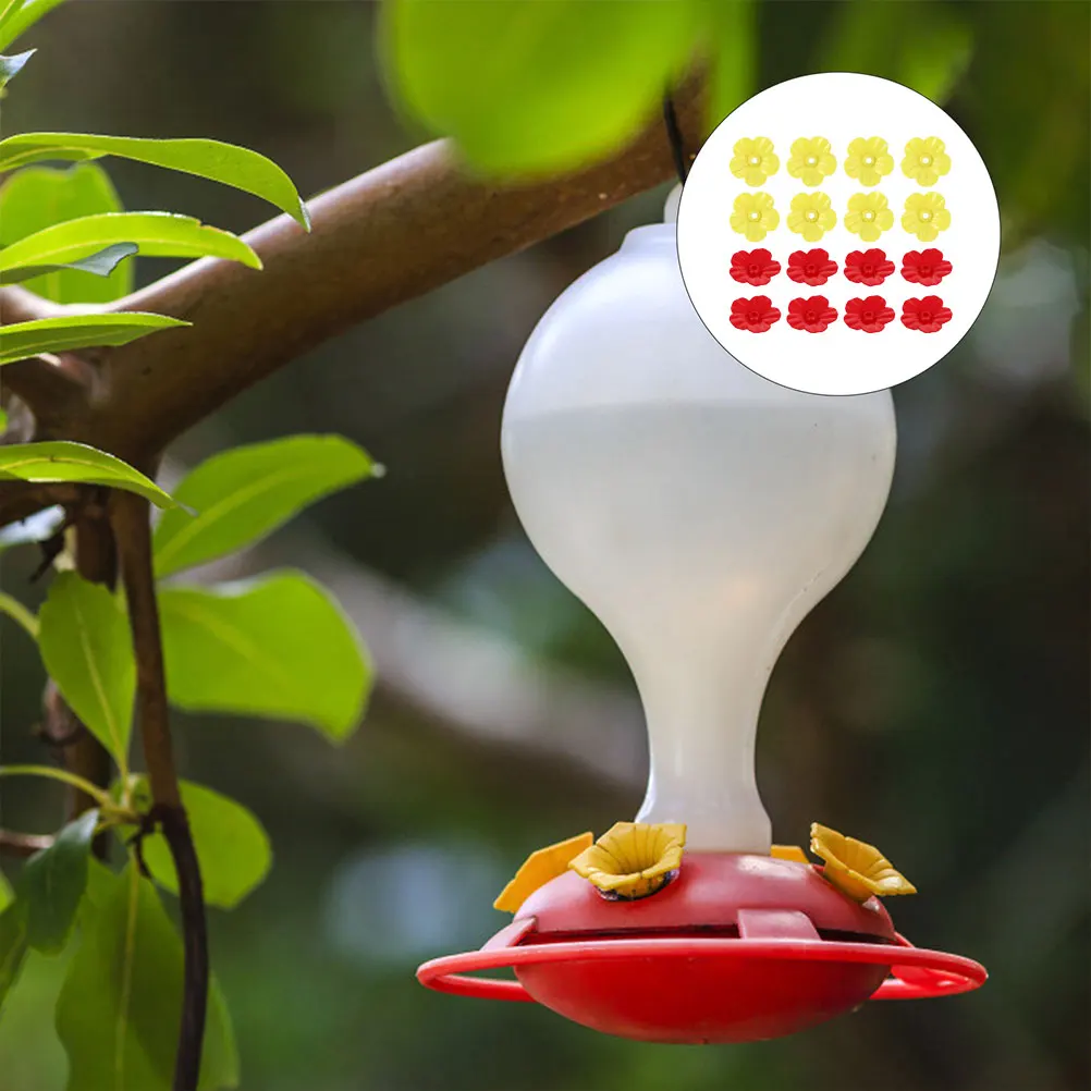 

18 pcs Red Plastic Decorative Flowers for Hummingbird Feeder Replacement Easy Assemble Most Ports Pet Supplies
