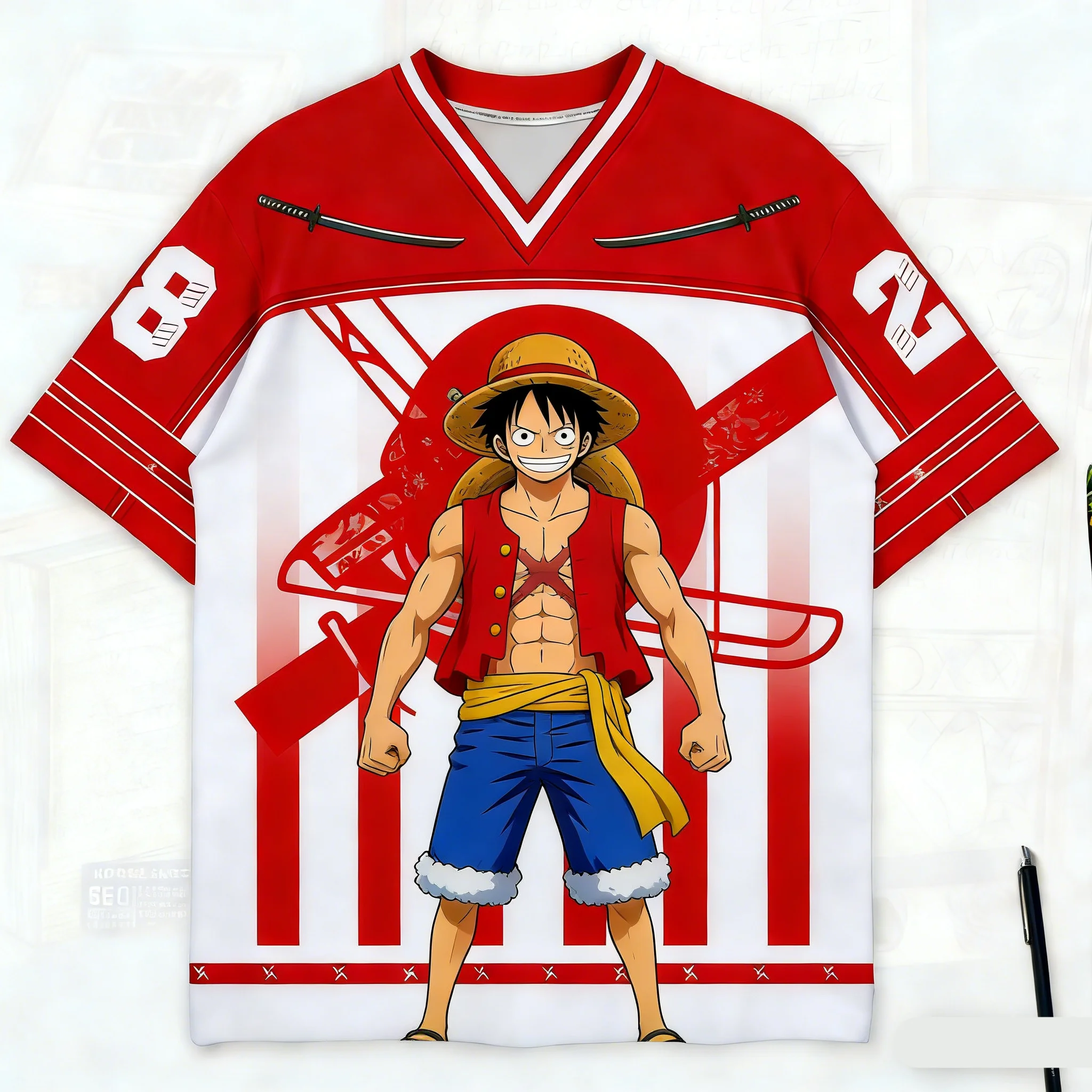 

Bandai Anime "One Piece" Summer Jersey 3D Multifunctional Top for Adults and Children Badminton Jersey American Rugby Shirt