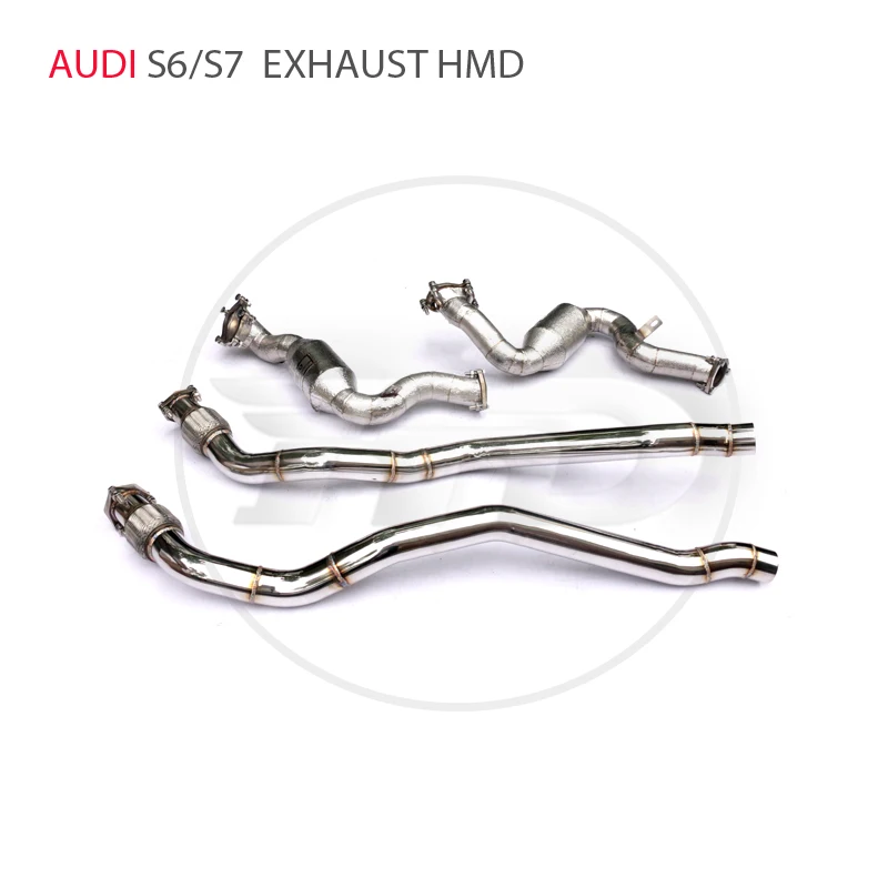 HMD Car Accessories Exhaust Manifold for Audi S6 S7 With Catalytic Converter Downpipe Catless High Flow Catalyst Header