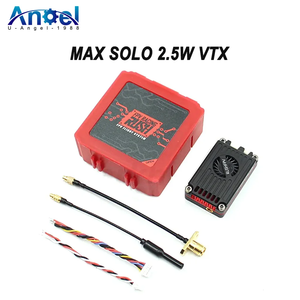 RUSH TANK MAX SOLO 5.8GHz 2.5W High Power 48CH VTX Video Transmitter Cooling Fan with CNC shell For RC FPV Long Range Fixed-wing