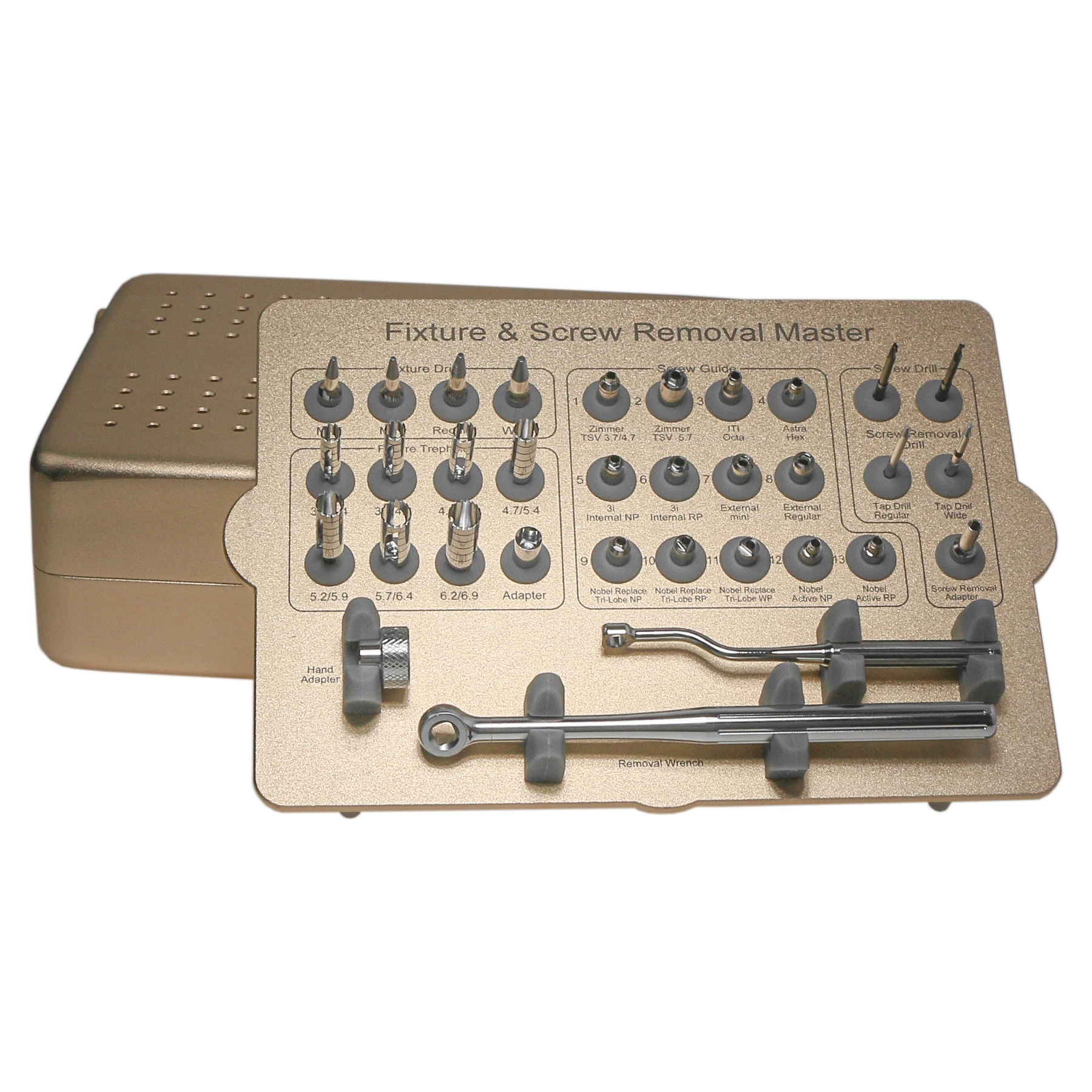 Fixture & Screw Removal Master Kit Implant Surgical Tools Set for Broken Fixture/Screw Extraction MCT FSRK-02