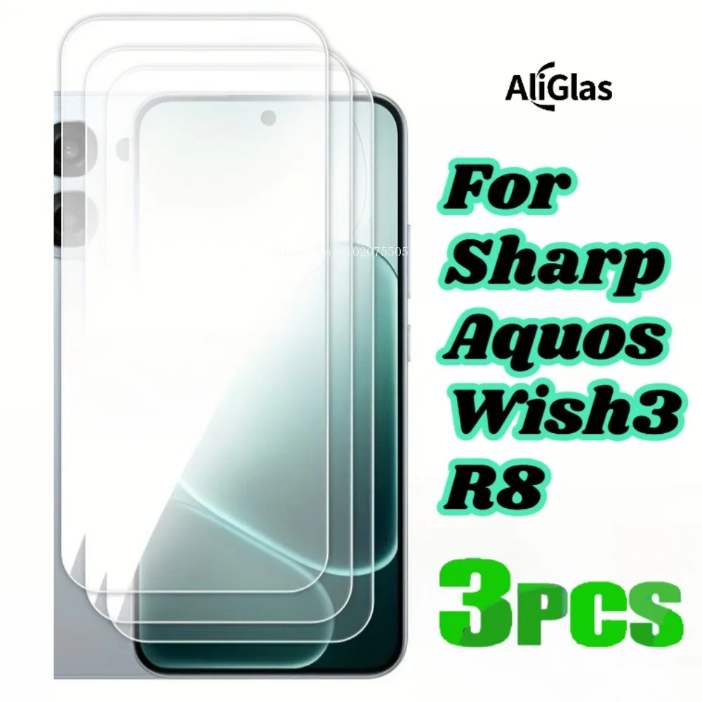 Película de vidrio templado para Sharp Aquos R8, Protector de pantalla brillante ultra claro para Sharp Aquos Wish3, película templada antiarañazos, 3 uds.