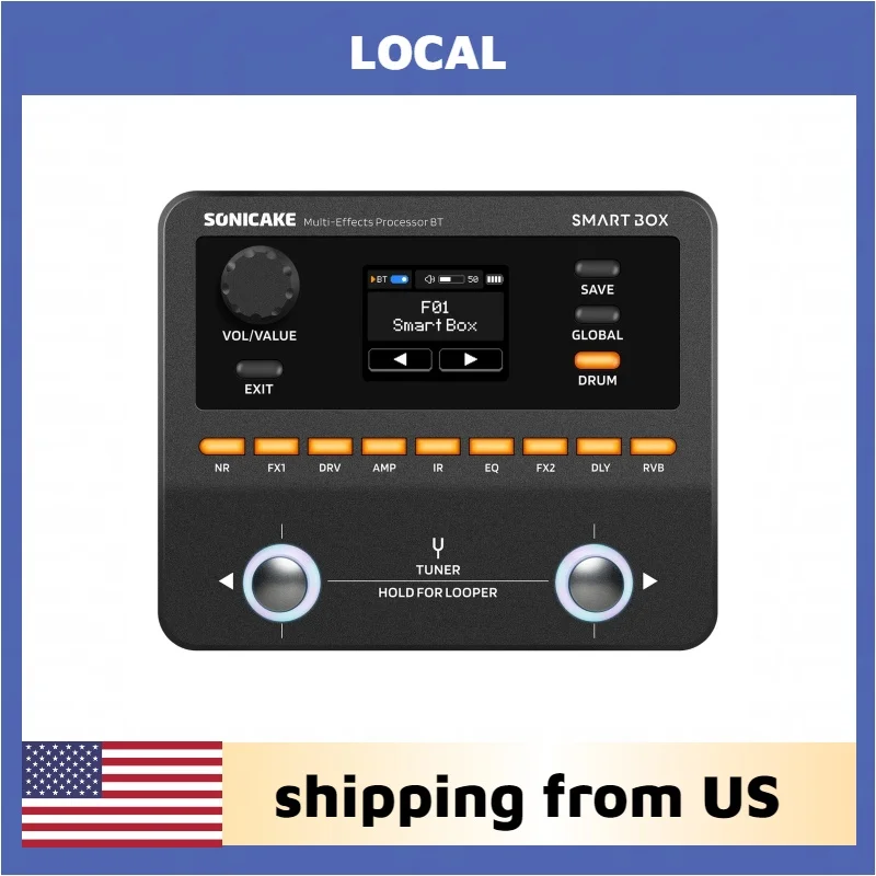 SONICAKE Smart Box Local Multi-Effects Processor for Guitar Bass 130+ Effects NAM/IR Support, Looper, Built-in Tuner/Metronome APP Control