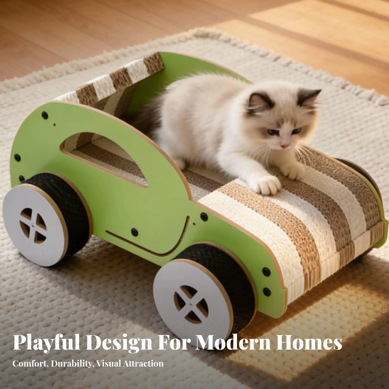 Car Shaped Cat Scratcher Multi-Function Cat Car Bed 2-in-1 Design