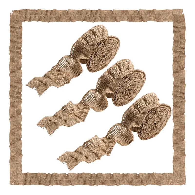 E-Easy To Use-Burlap Bulletin Board Border Strips 6 Rolls Ruffled For Classroom Decor Farmhouse Style