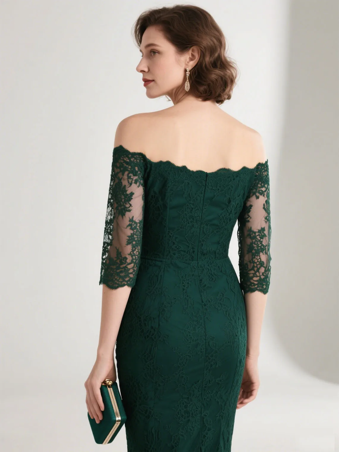 Сексуальное платье-футляр с открытыми плечами для матери невесты длиной до колена, кружевное вечернее платье с длинными рукавами для свадебного гостя, 2025 г., бесплатно по индивидуальному заказу