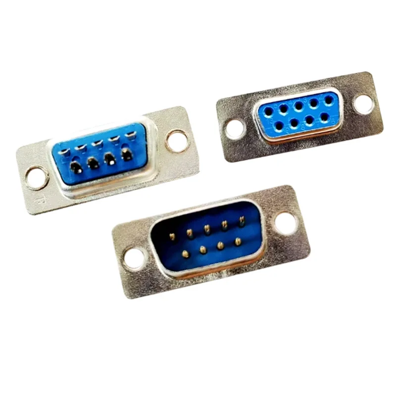 10PCS/5Pairs DB9 Male Female Socket 9 Pin Blue Serial Port Connector Terminal RS232 Solder For PLC Touch Screen