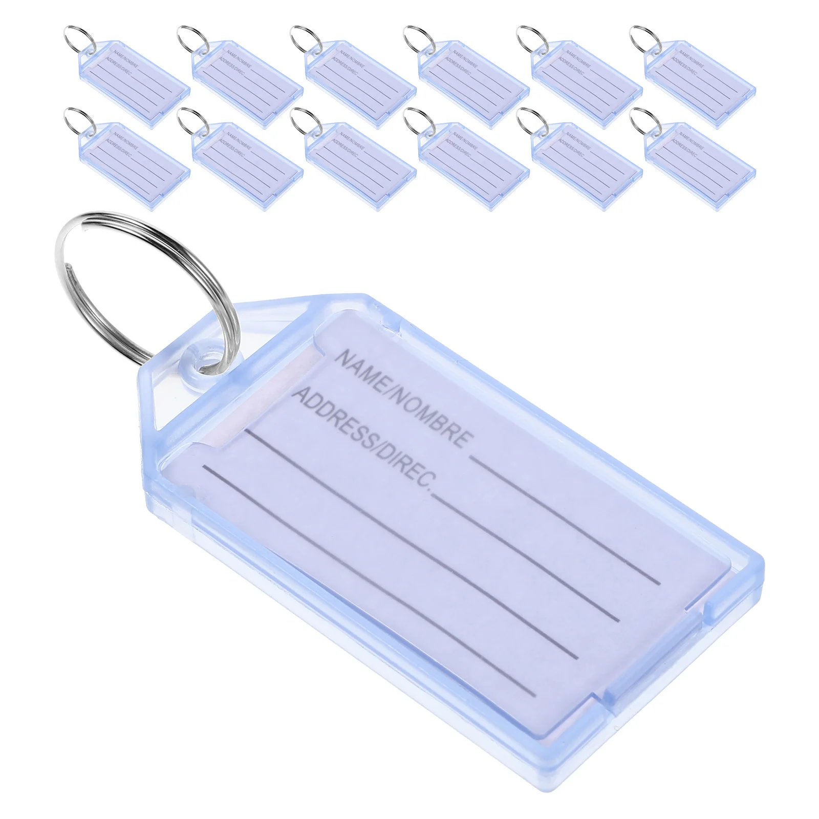 

30pcs Key Tags Tough Plastic Key Tag With Split Ring Blank Paper Labels Transparent Window Covers Key Chain Label Sturdy Item Id