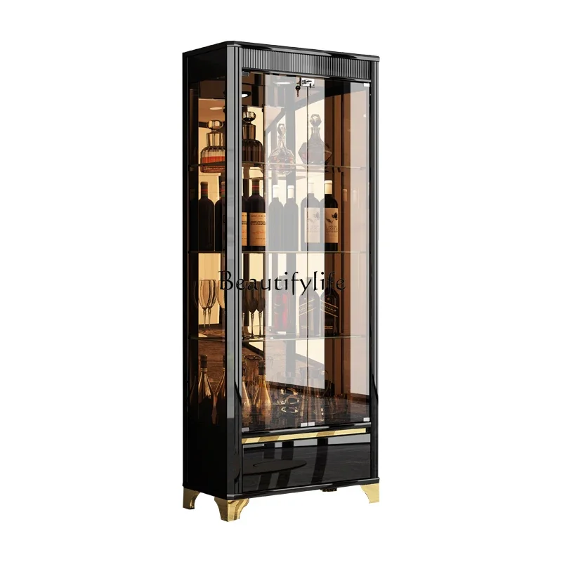 

yj19 Italian Minimalist Glass Door Wine Cabinet Painted Wall Display Cabinet