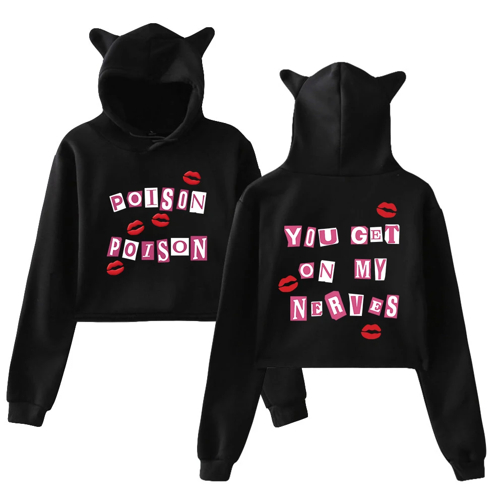 Renee Rapp Poison Poison Merch Pullover Cat Ears Hoodie Long Sleeve Streetwear Crop Top Women's Clothes