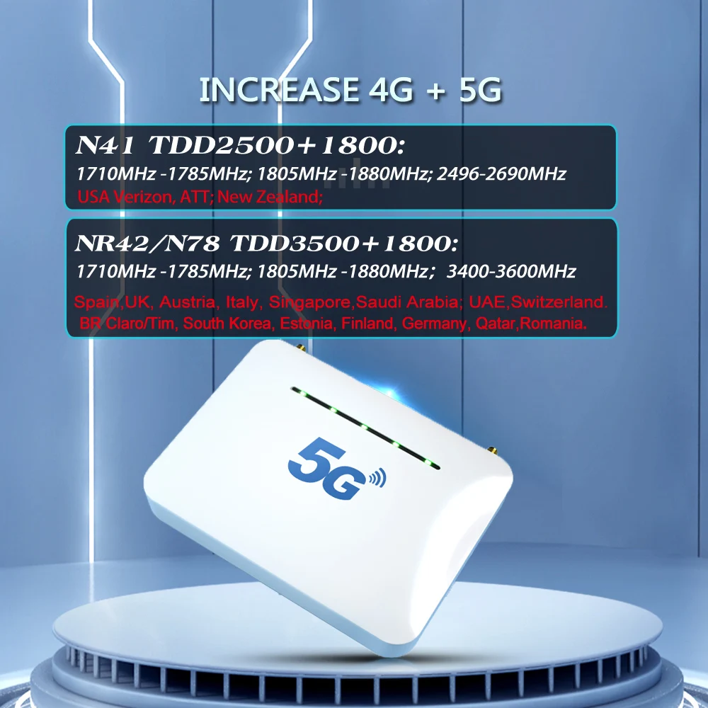 Lintratek 5G 4G wzmacniacz sygnału NR41 NR42 NR78 TDD 3500 2500MHz Repeater komórkowy 900 1800 2100 Panel wzmacniający sieć antena