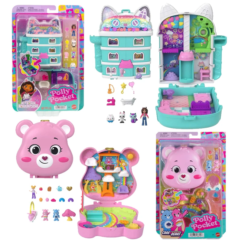 Оригинальные карманные микро-куклы Polly, кукольный домик Габби, лапы, аксессуары для торта, котенка, уход за медведями, игровой набор, игрушки для девочек, компактная тема для домашних животных