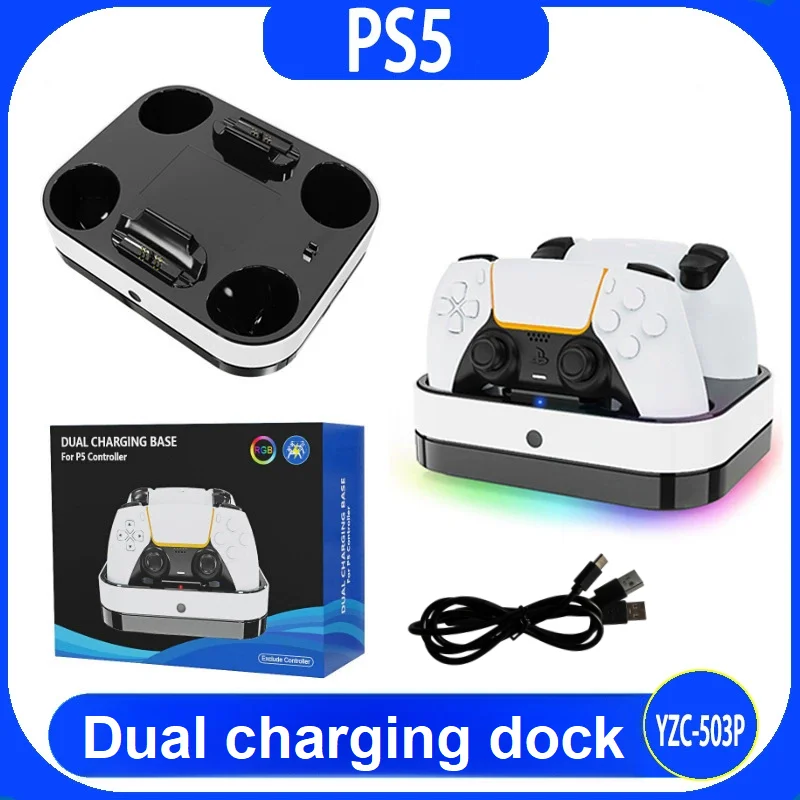 Estación de Carga para Control de PS5, para Playstation 5 DualSense Edge, Base de Carga Rápida con Cable
