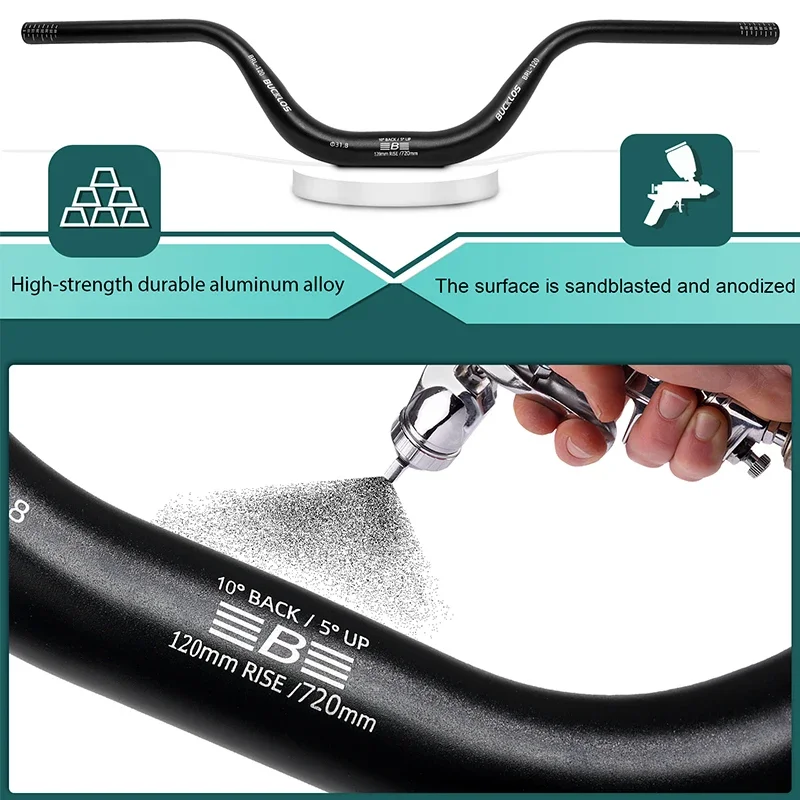 BUCKLOS Mountain Bike Handlebar 31.8mm 720mm 780mm MTB Riser Handlebar Rise 30/50/90/120mm Aluminum Alloy Handelbar Bike Parts