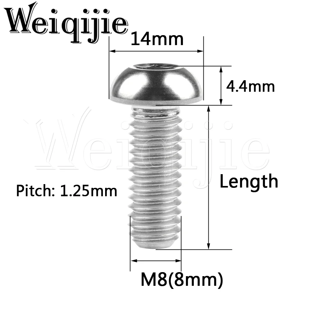 Weiqijie Titanium Bolts M8x15 20 25 30 35mm Half Round Head Hex Screws For Bicycle Motorcycle Fasteners