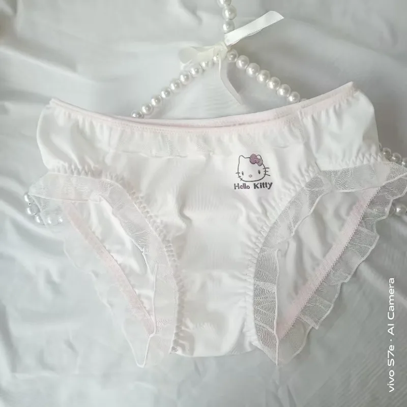 

Hello Kitty Women Underwear New Cute Lace Cartoon Printed Milk Silk Girl Heart School Birthday Series Triangle Shorts Wholesale