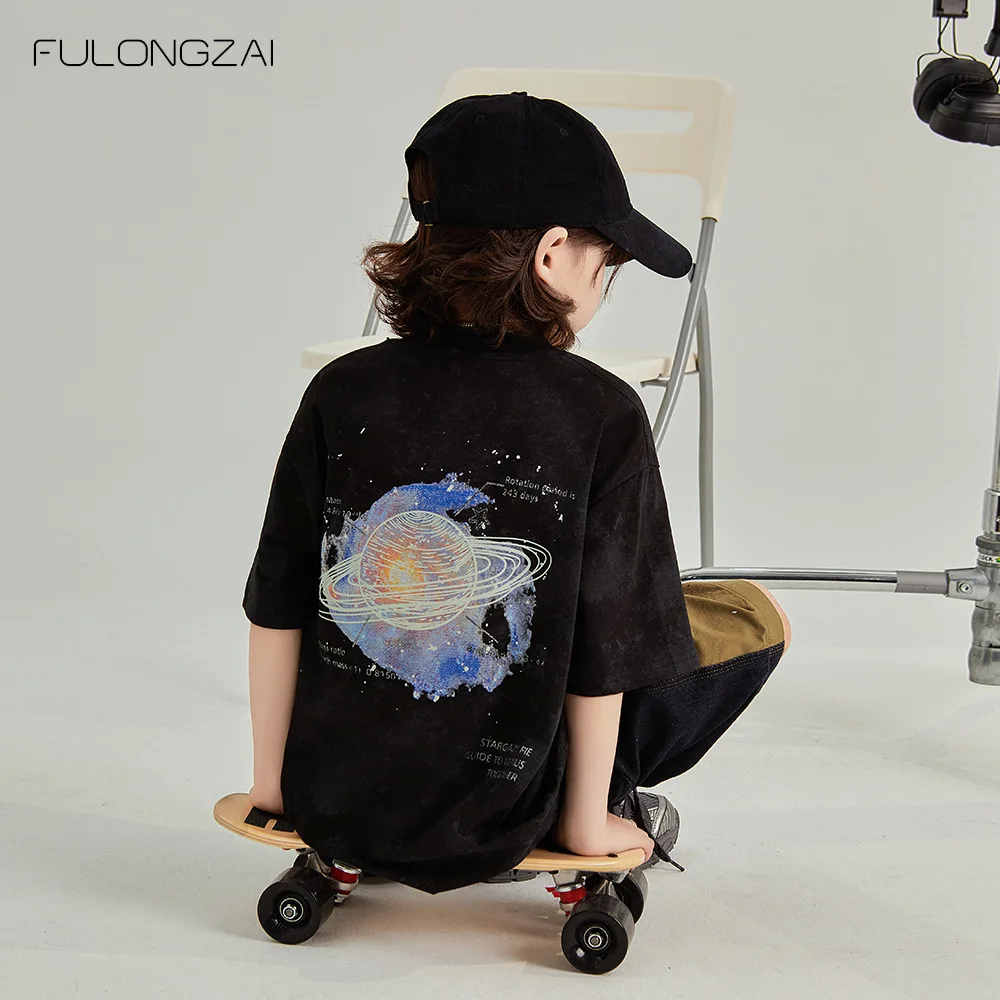 2024 The Boys Clothes Kids T Shirts Clothing Children Parent-child Outfit Korean Style Summer Top Breathable Cotton