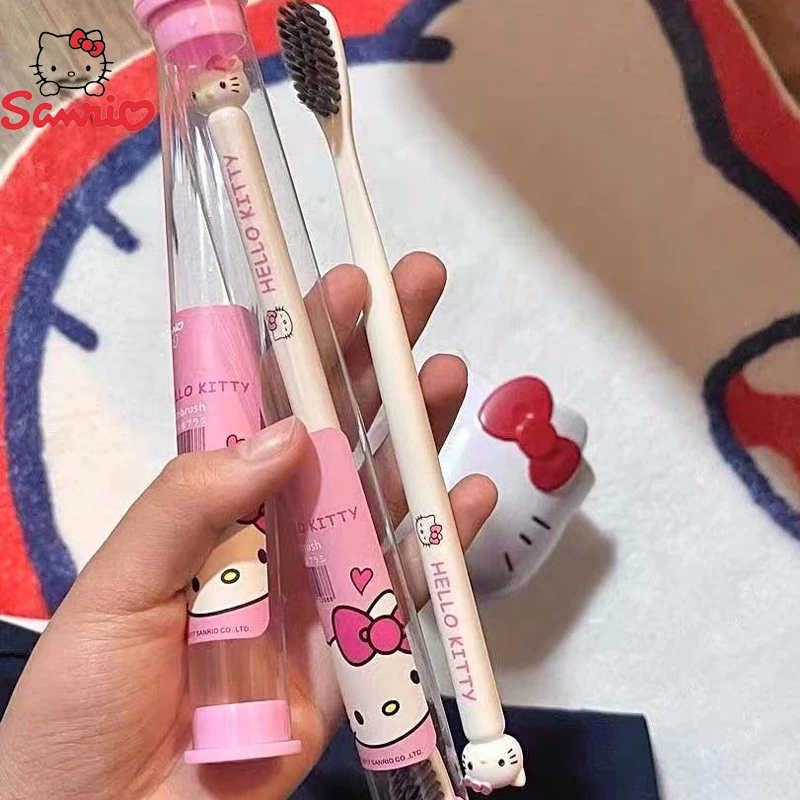 Sanrio Toothbrush Anime Hello Kitty My Melody Kuromi Cinnamoroll Cartoon Student Adult Household Toothbrush Cleaning Gifts