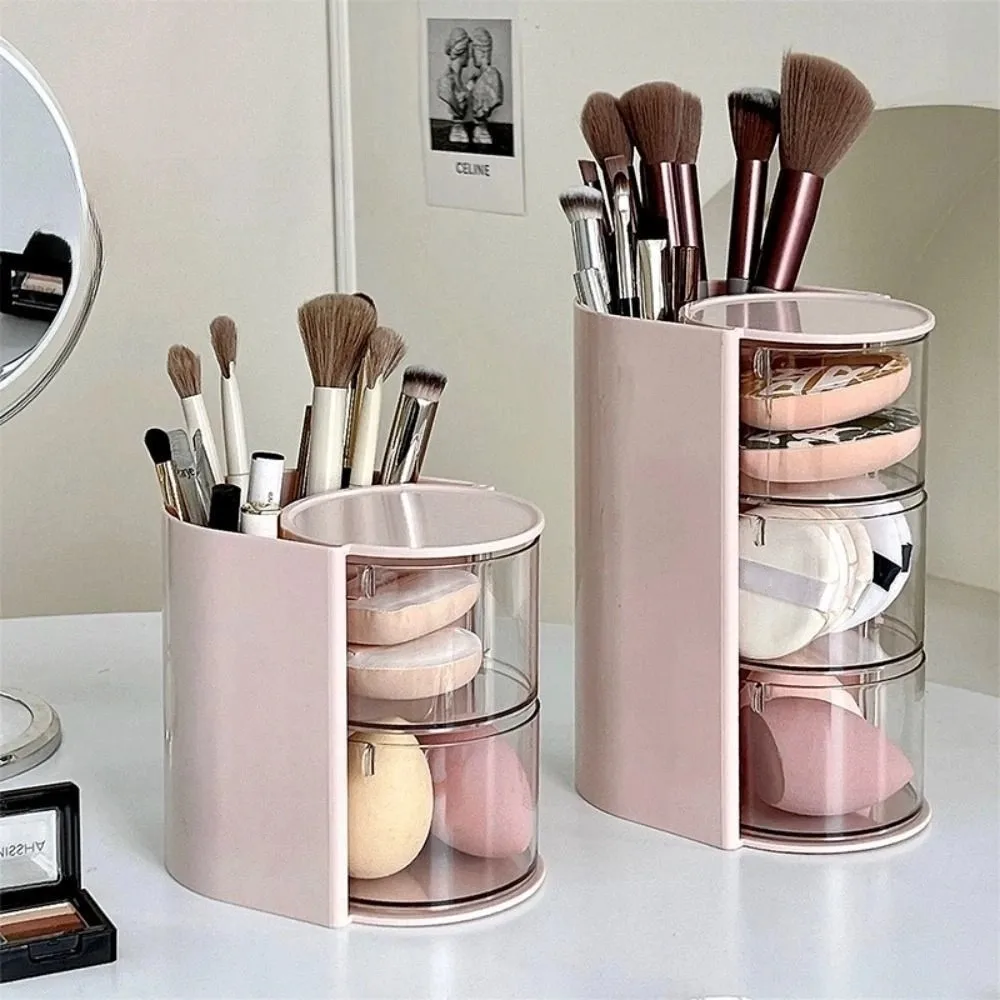 

3-Layer Makeup Brush Holder Large Capacity Transparent Jewelry Organizer Box Drawer Style INS Cosmetic Storage Box