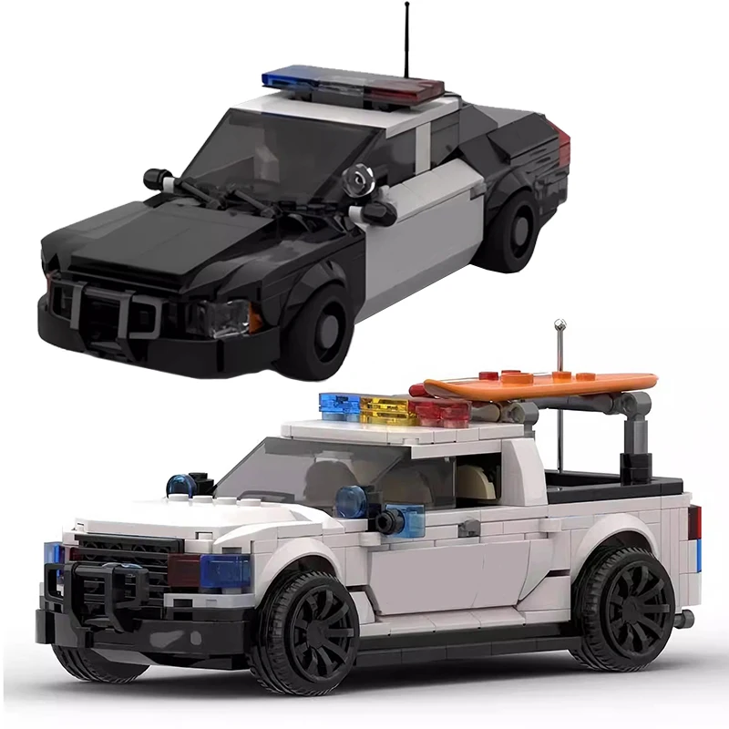 MOC Technical Car Forded Police Car F-150 and Crown Victoria II City Speed Vehicles Sets Building Blocks Kid Toys Christmas Gift