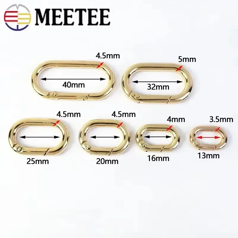 5/10Pcs Meetee 13-40mm Spring Metal Buckle Oval O Ring Clip for Bag Keychain Clasp Dog Collar Connector Hook DIY Accessories
