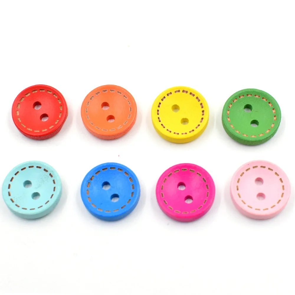 50Pcs Round Random Mixed colors Wood Buttons For Handwork Sewing Scrapbook DIY Craft Home Gift Decoration Accessories