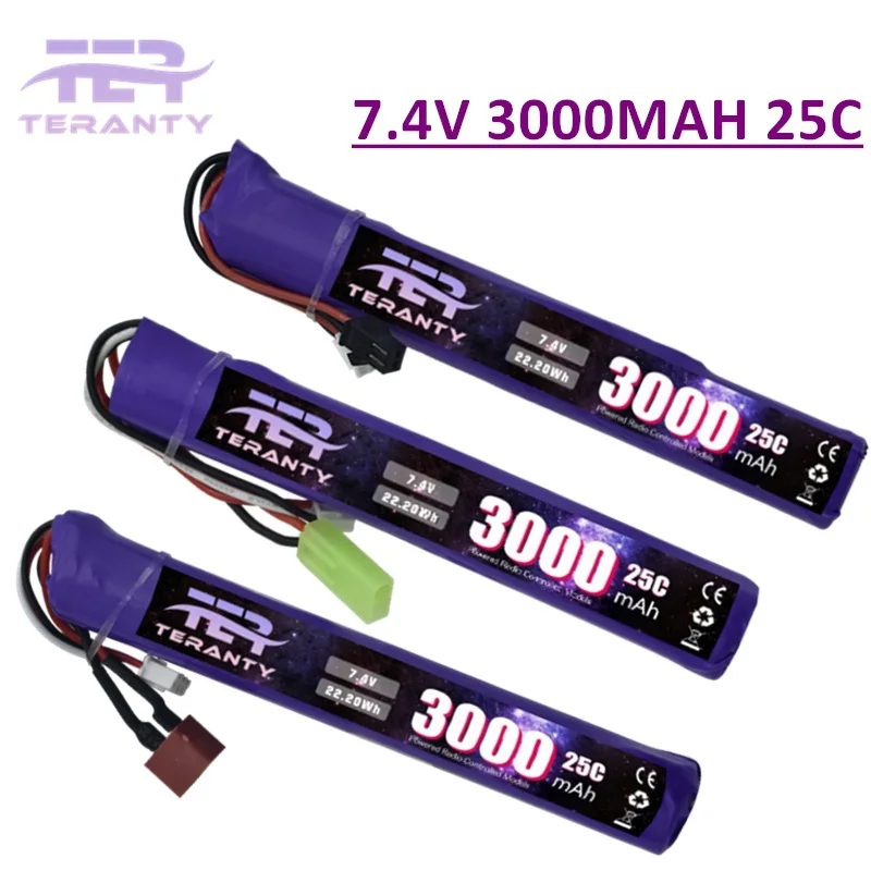 7.4V 3000mAh bateria LiPo z małym Tamiya Deans T złączem 2S do zabawki elektryczne wody pistolet pociskowy części baterii akcesoria