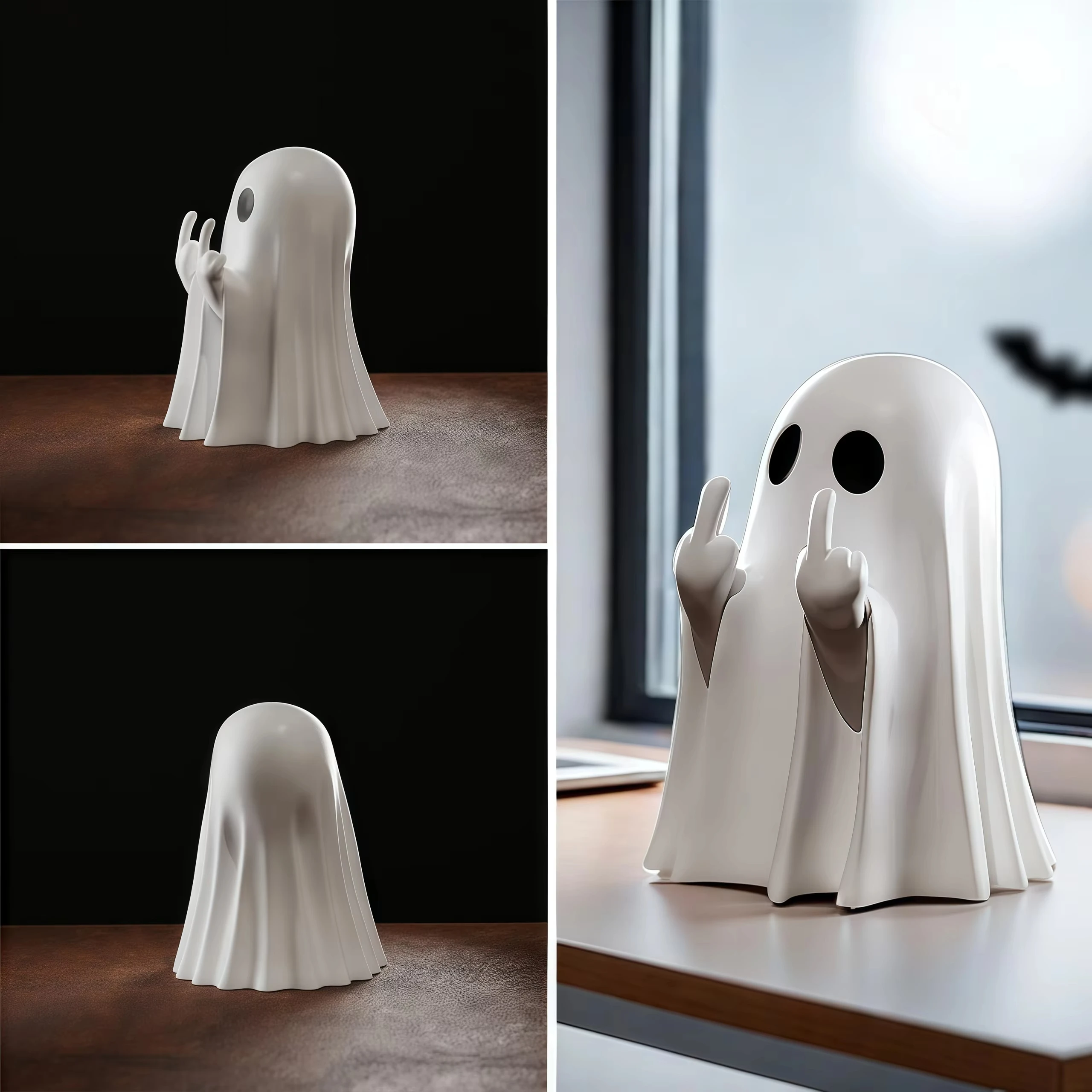 Middle Finger Cute Ghost Statue Ghosts Small Scary Ghost Figurines Halloween Home Decorations Coffee Table Centerpieces Shelf