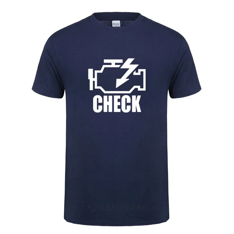 Mechanic Auto Repair Check Engine Light T-Shirt Funny Birthday Gift For Men Daddy Father Husband Short Sleeve Cotton T Shirt Tee