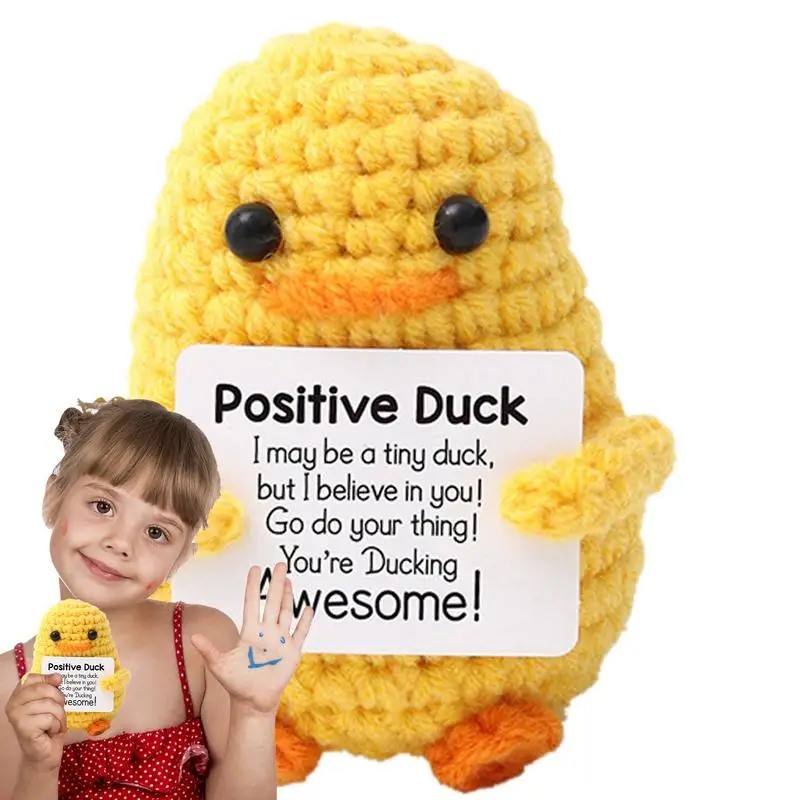 Positive Energy Crochet Duck Doll Crochet Support Emotional Home Room Decor Handmade Knitted Duck Christmas Ornament