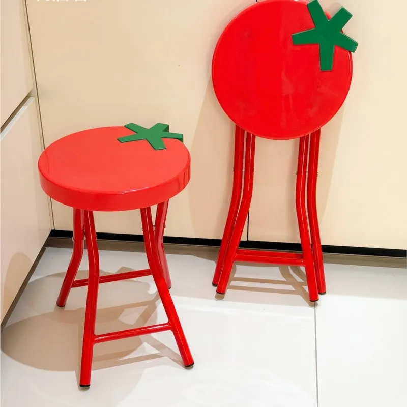 MOMO Tomato Folding Stool Round Stool Trendy Furniture Designer Cute Portable Chair Home Adult High Stool