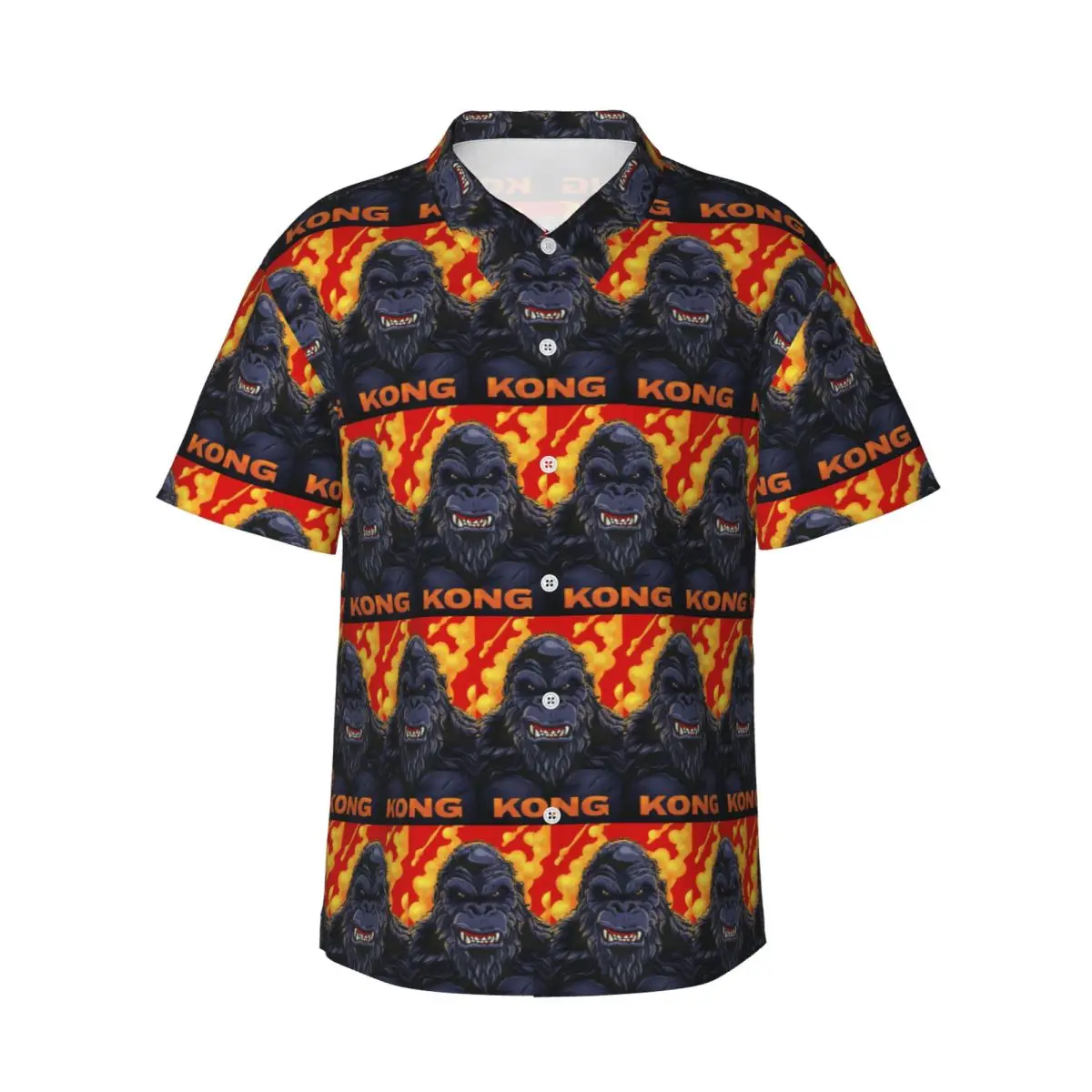 

King Kong Men's Shirts Hawaiian Short Sleeve Shirt Fashion Button Tops for Summer Beach
