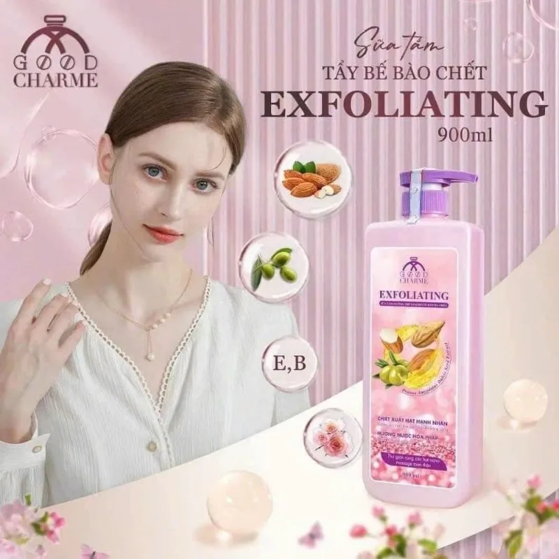 sua tam tay te bao chet EXFOLIATING Good charme Smooth & Glowing Body Shower Gel