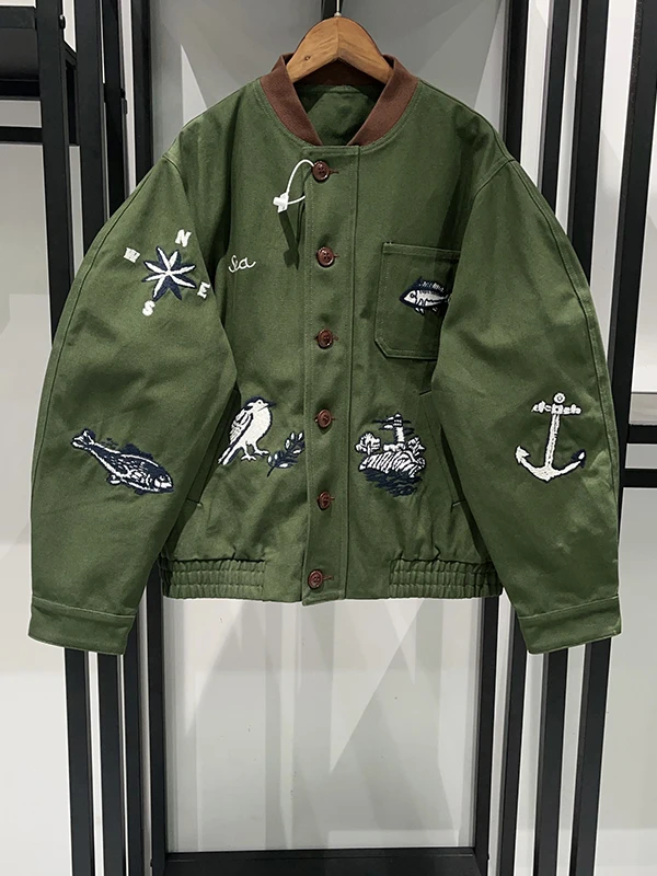 

Heavyweight Casual Baseball Jaet Men's Loose Fit Embroidery Sweatproof Autumn Winter Outerwear Youth Faion Ball Game Coat