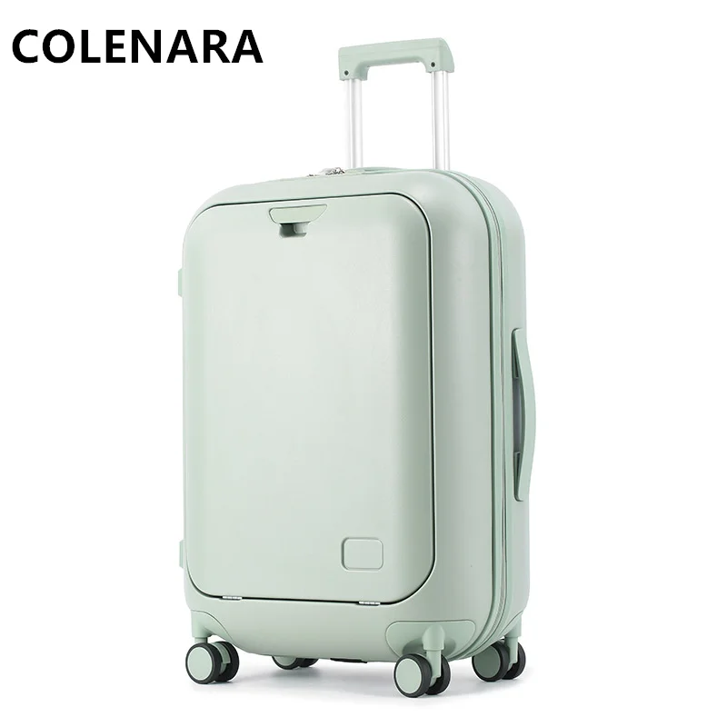 COLENARA Laptop Suitcase Front Opening Boarding Case Multifunctional Trolley Case USB Charging 18"20"24 Inch Cabin Luggage