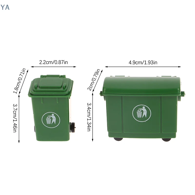 【YA】1Set 1:12 Dollhouse Miniature Trash Can Toy Mini Sanitation Trash Cans Model Simulation Garbage Curbside Trash Bin Kid Toys