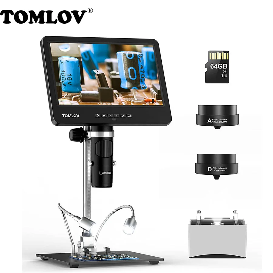 Tomlov-câmera de Microscópio Digital 2k 1500x Lente Tripla Ips Hdmi Usb Solda Moeda Telefone Ios Android pc Dm601